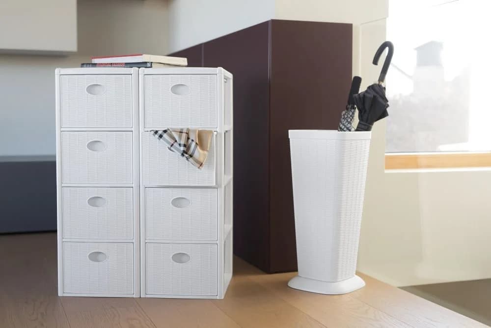 Kreher Rollcontainer 4 Schubladen Rattan Design Weiß/Braun - Bild 4