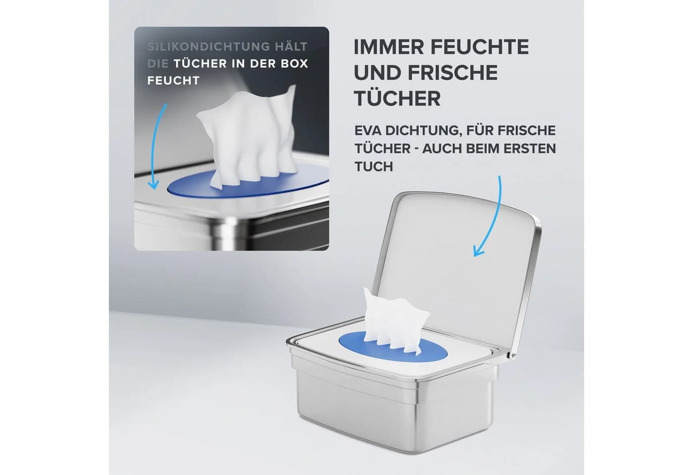 ovimar Feuchttücherbox Edelstahl Silber zum Kleben