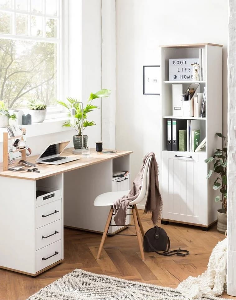 Schreibtisch SCHILDMEYER Jelda Eiche Landhausfarben Weiß 150 cm - Bild 1