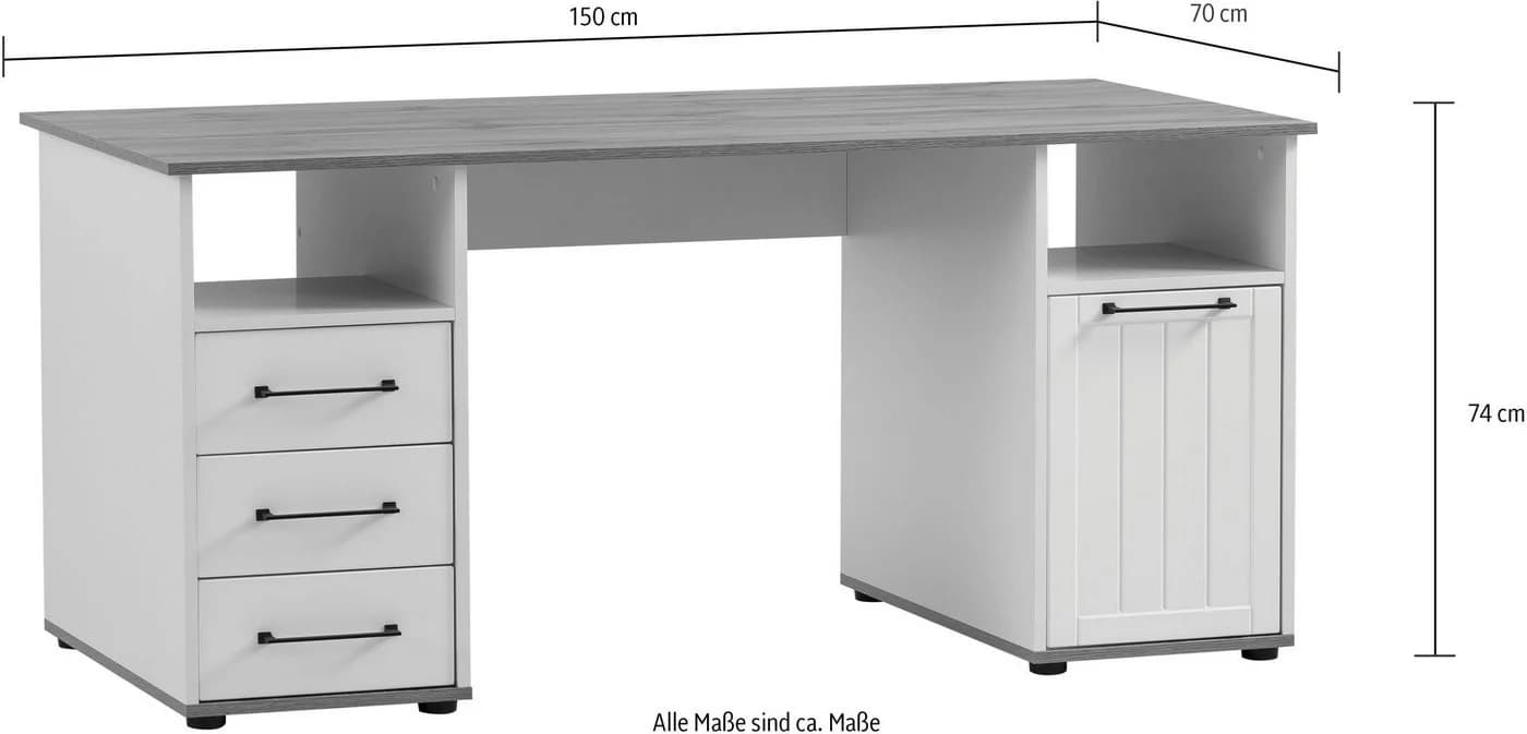 Schreibtisch SCHILDMEYER Jelda Eiche Landhausfarben Weiß 150 cm - Bild 4