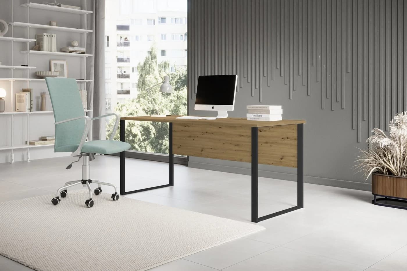 BEGA OFFICE Amanda Schreibtisch Schwarz Modern mit Kabeldurchlass