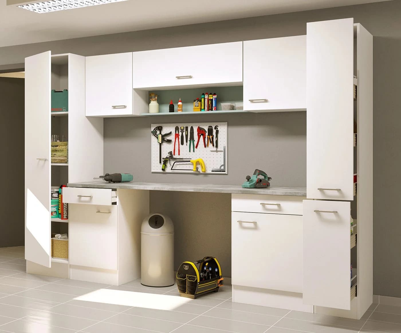FLEX-WELL Mehrzweckschrank-Set Lucca 9-teilig Weiß Modern - Bild 1