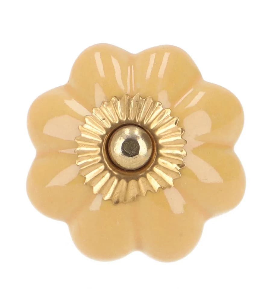 Guru-Shop Möbelknopf Rose aus Keramik Cremeweiß