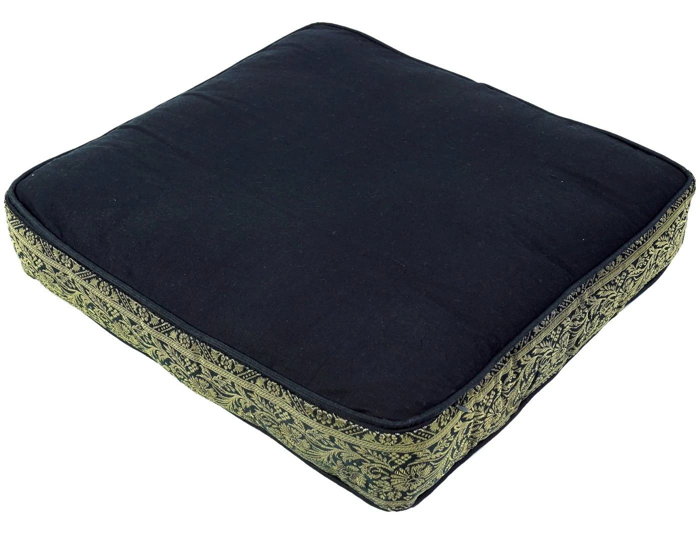 Guru-Shop Orientalisches Patchwork Sitzkissen 40x40 cm Braun/Schwarz
