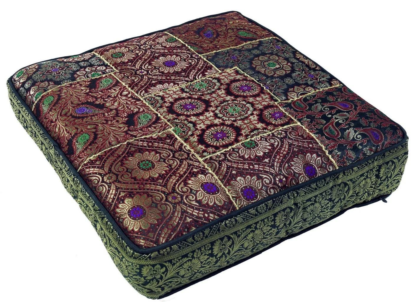 Guru-Shop Orientalisches Patchwork Sitzkissen 40x40 cm Braun/Schwarz - Bild 2
