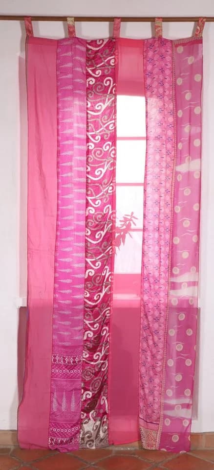 Guru-Shop Seidiger Vorhang Patchwork Sareestoff 100x250cm - Bild 2
