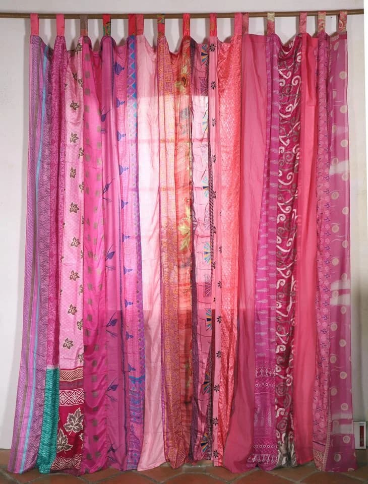 Guru-Shop Seidiger Vorhang Patchwork Sareestoff 100x250cm - Bild 3