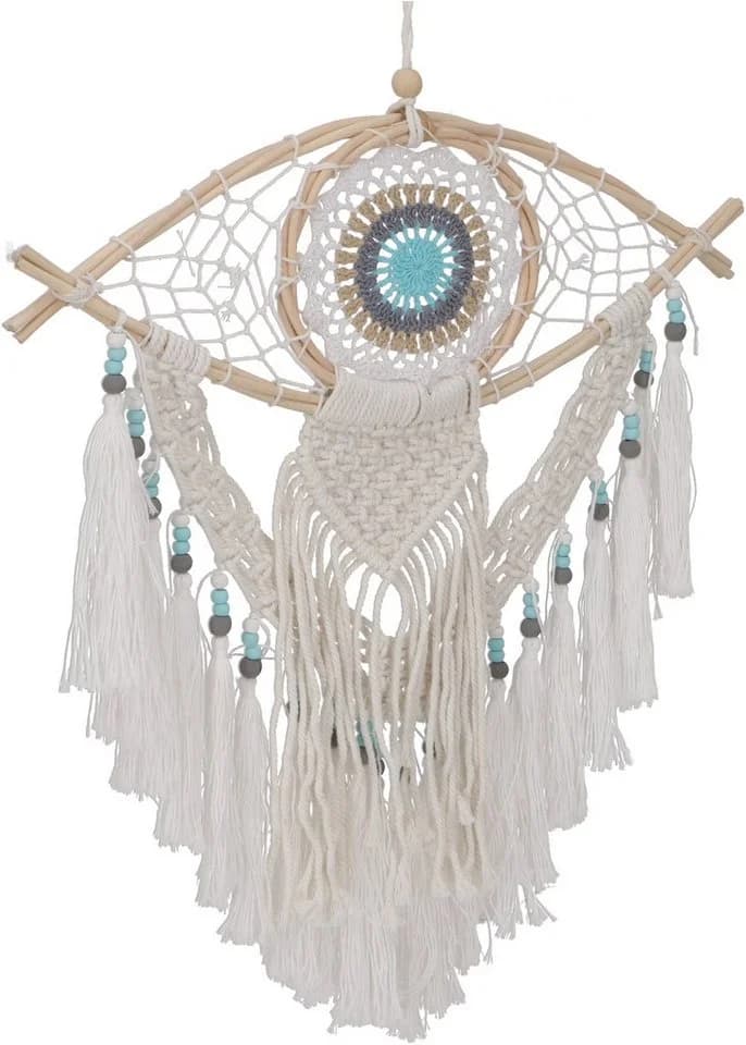 Guru-Shop Traumfänger Boho drittes Auge creme-weiß