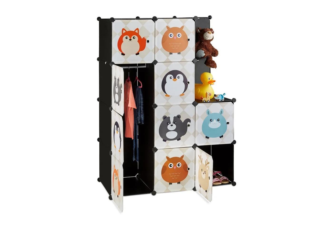 relaxdays Steckregal Kinderzimmer mit Tiermotive Schwarz - Bild 2