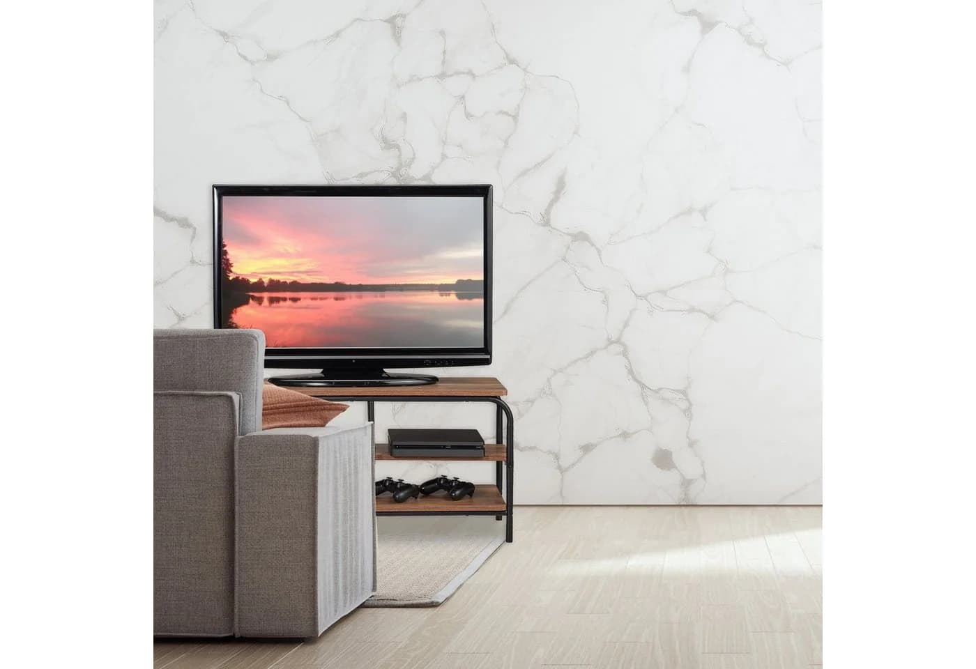 relaxdays TV-Regal TV Board mit Ablage Braun/Schwarz Industrial Stil