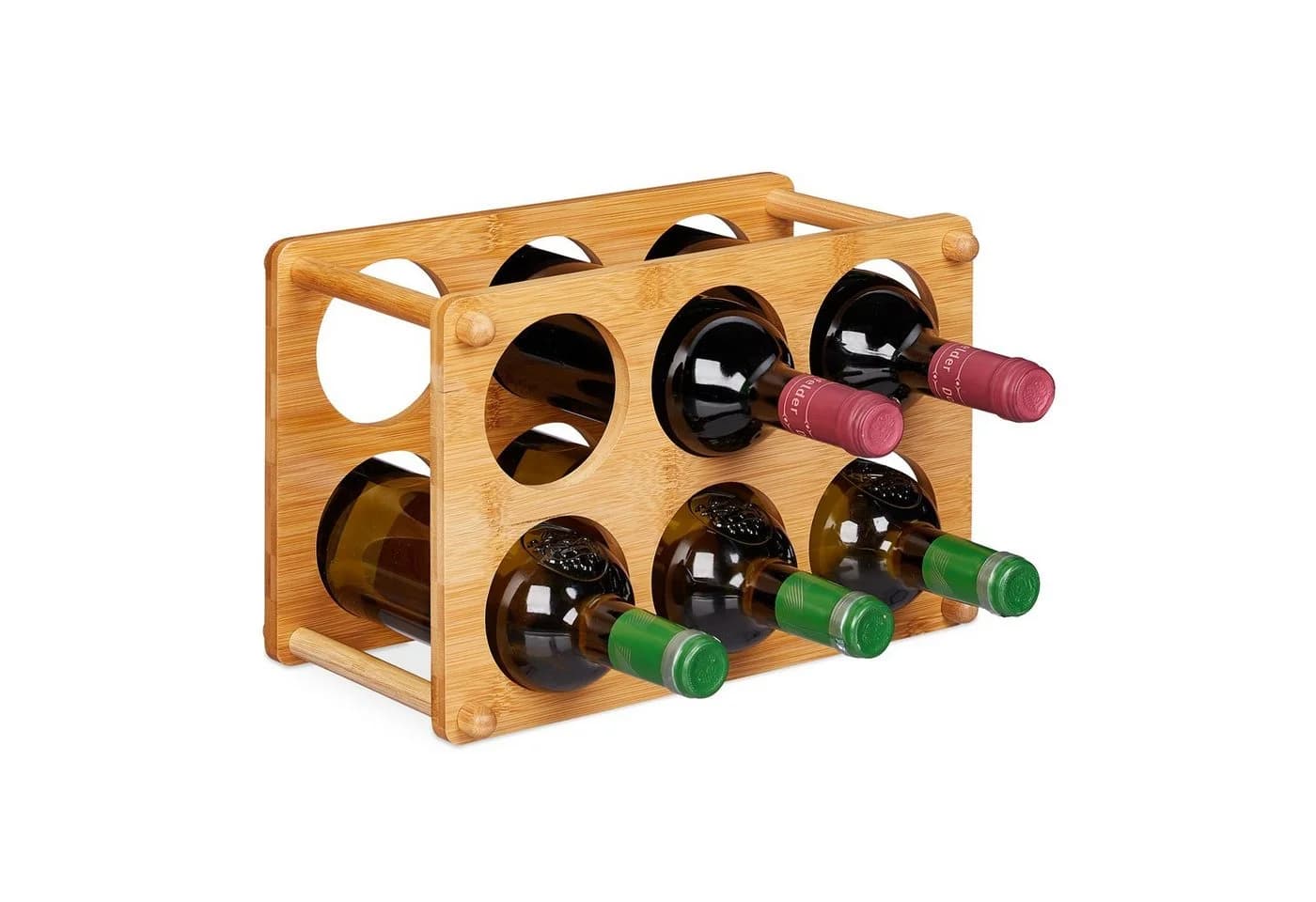 relaxdays Weinregal 6 Flaschen Bambus Natur - Bild 2