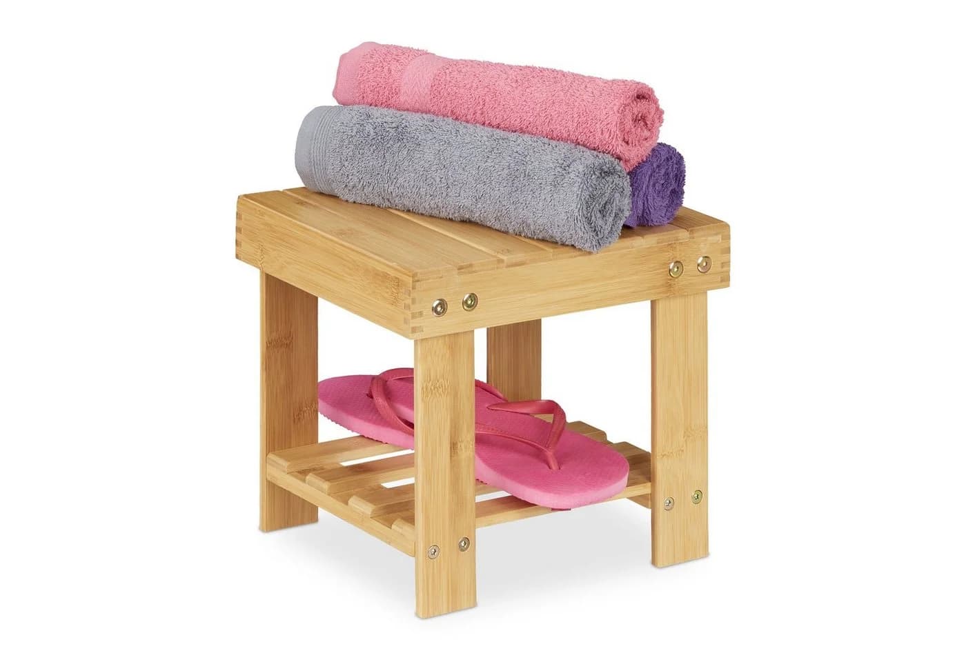 relaxdays Tritthocker Kleine Fußbank aus Bambus Natur - Bild 2