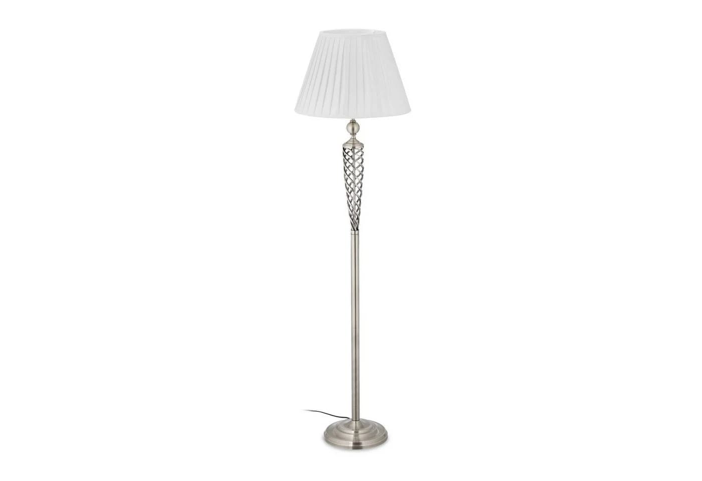 RELAXDAYS Stehlampe antik Silber Weiß Stoffschirm Fußschalter - Bild 2