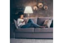 RELAXDAYS Stehlampe antik Silber Weiß Stoffschirm Fußschalter Bild 3