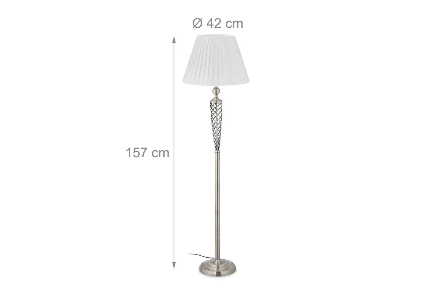 RELAXDAYS Stehlampe antik Silber Weiß Stoffschirm Fußschalter - Bild 4