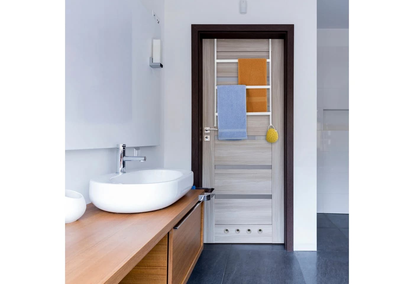 relaxdays Handtuchstange Türhalter Weiß 3 Stangen
