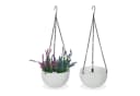 relaxdays Blumenampel mit Wasserspeicher 2er Set Weiß/Schwarz Bild 2