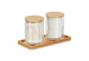 RELAXDAYS Make-Up Organizer Wattestäbchenbehälter mit Bambus-Tablett Transparent Bild 2