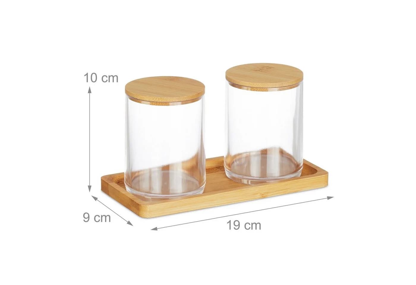 RELAXDAYS Make-Up Organizer Wattestäbchenbehälter mit Bambus-Tablett Transparent - Bild 4