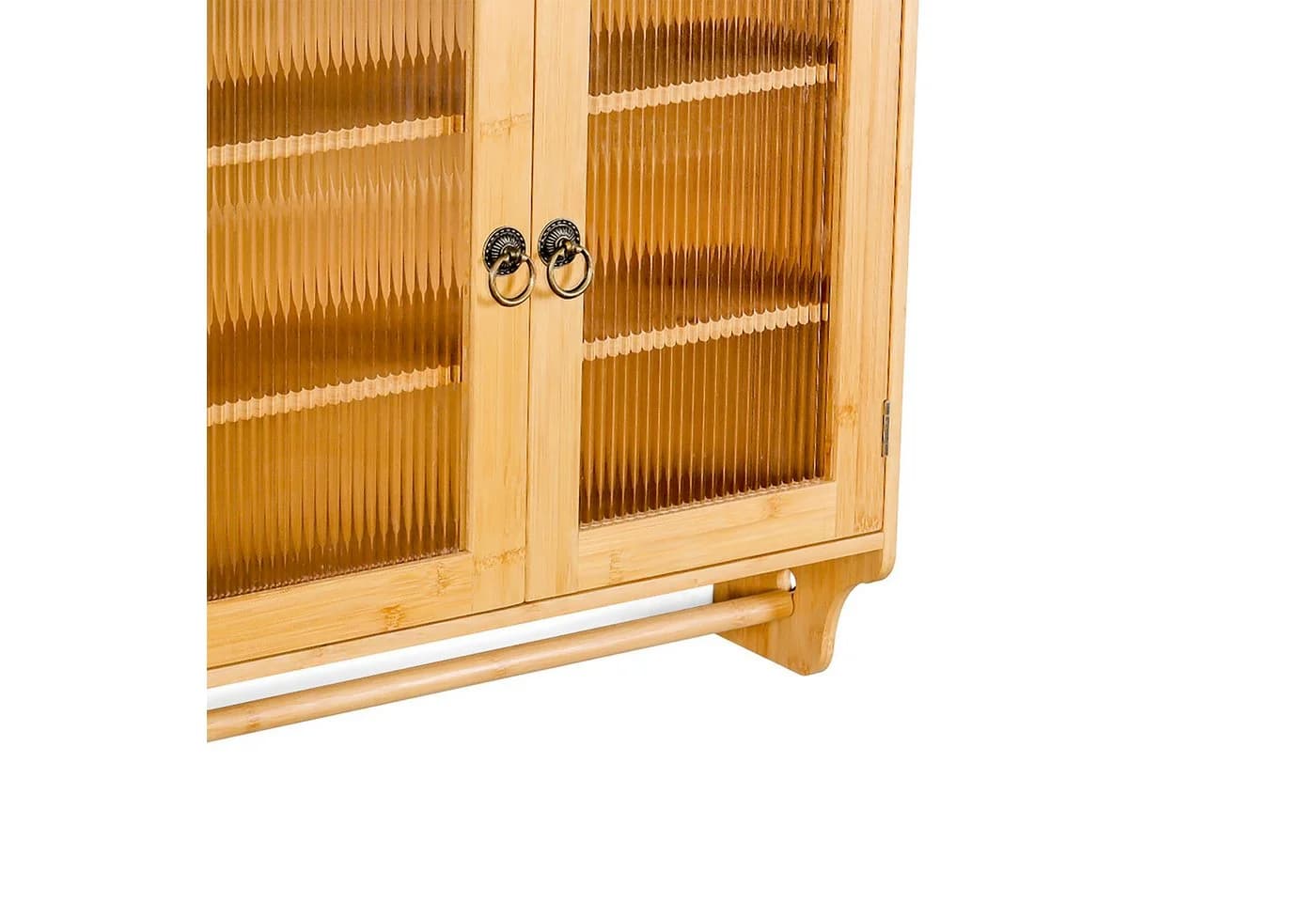 relaxdays Hängeschrank Bambus mit Handtuchhalter und Acrylglastüren - Bild 5