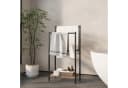 relaxdays Handtuchständer mit Ablage Holzoptik Schwarz Bild 1