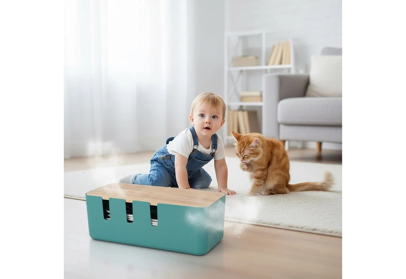 RELAXDAYS Kabelbox mit Holzdeckel, Mint - Bild 5