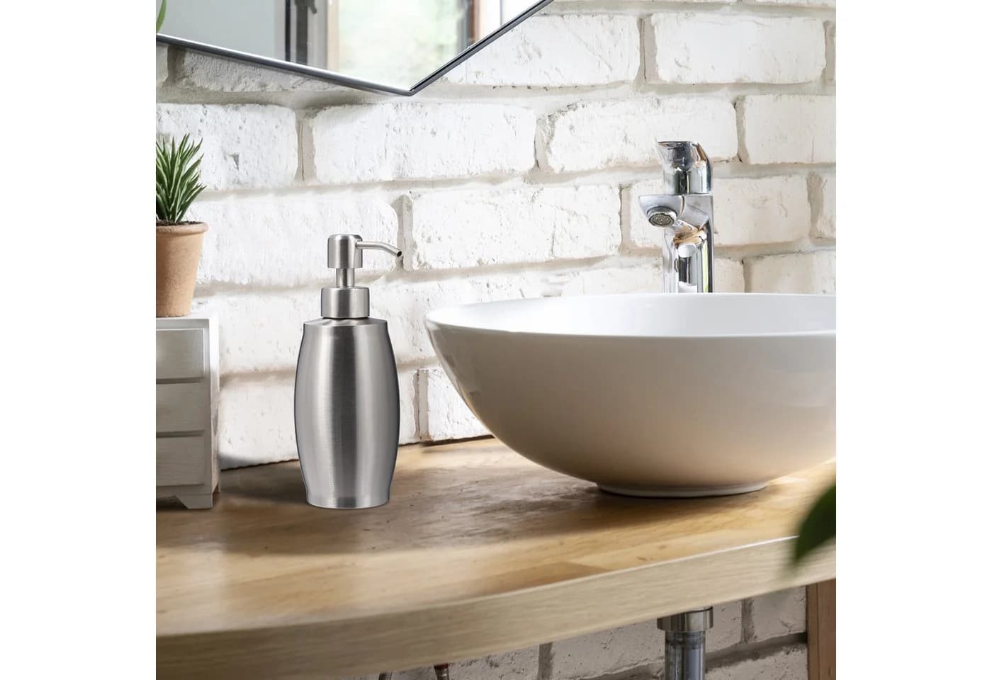 relaxdays Seifenspender Edelstahl 350 ml Silber - Bild 1