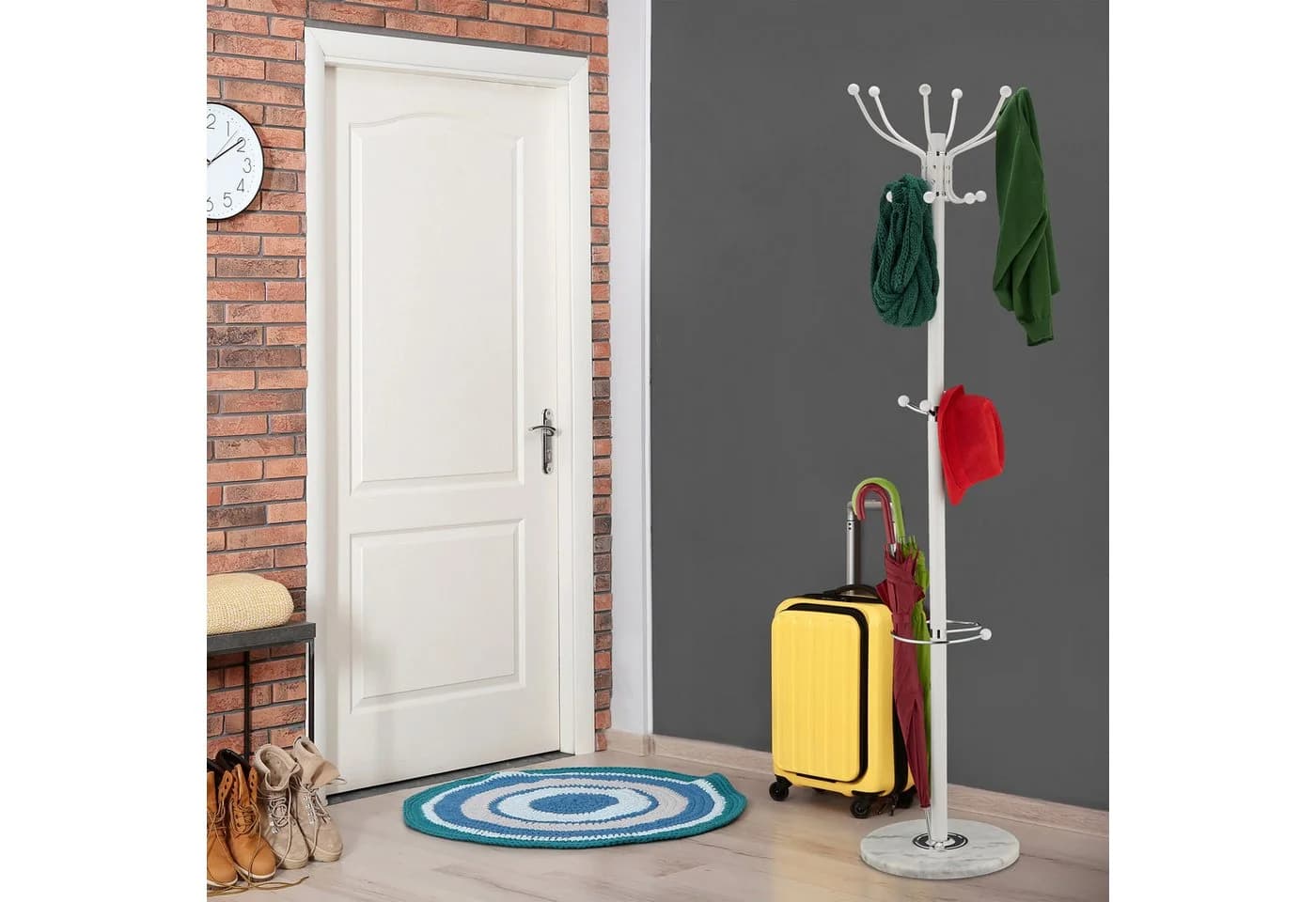relaxdays Garderobenständer mit Schirmhalter weiß - Bild 1