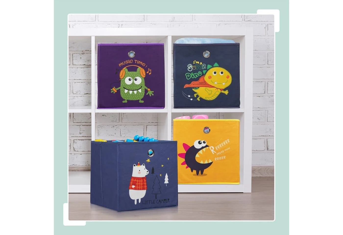 relaxdays Faltbox Kinder Aufbewahrungsboxen 4er Set Bunt - Bild 1