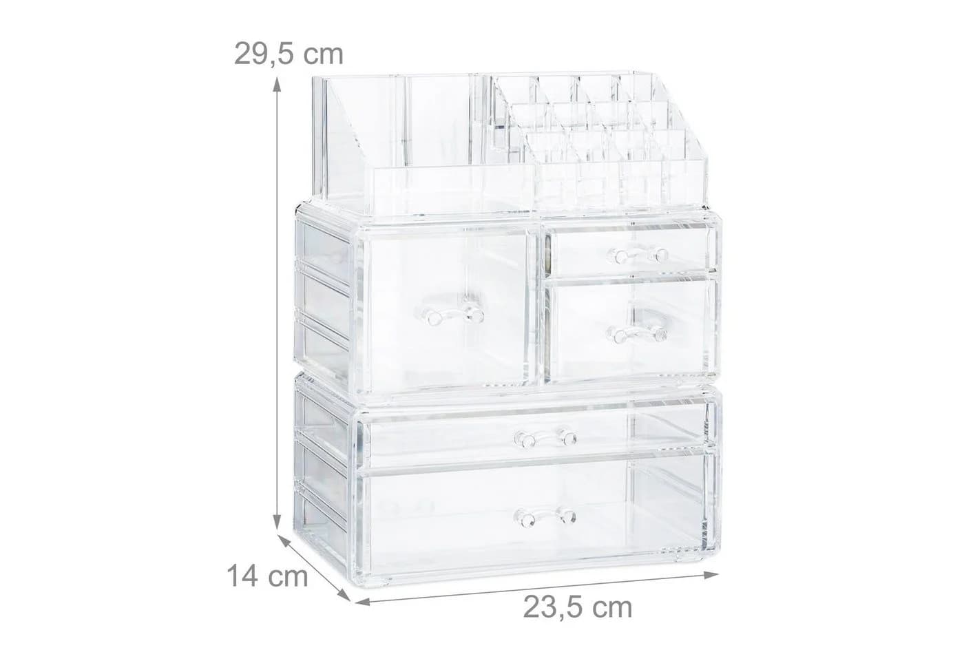 relaxdays Make-Up Organizer Acryl 21 Fächer transparent - Bild 4
