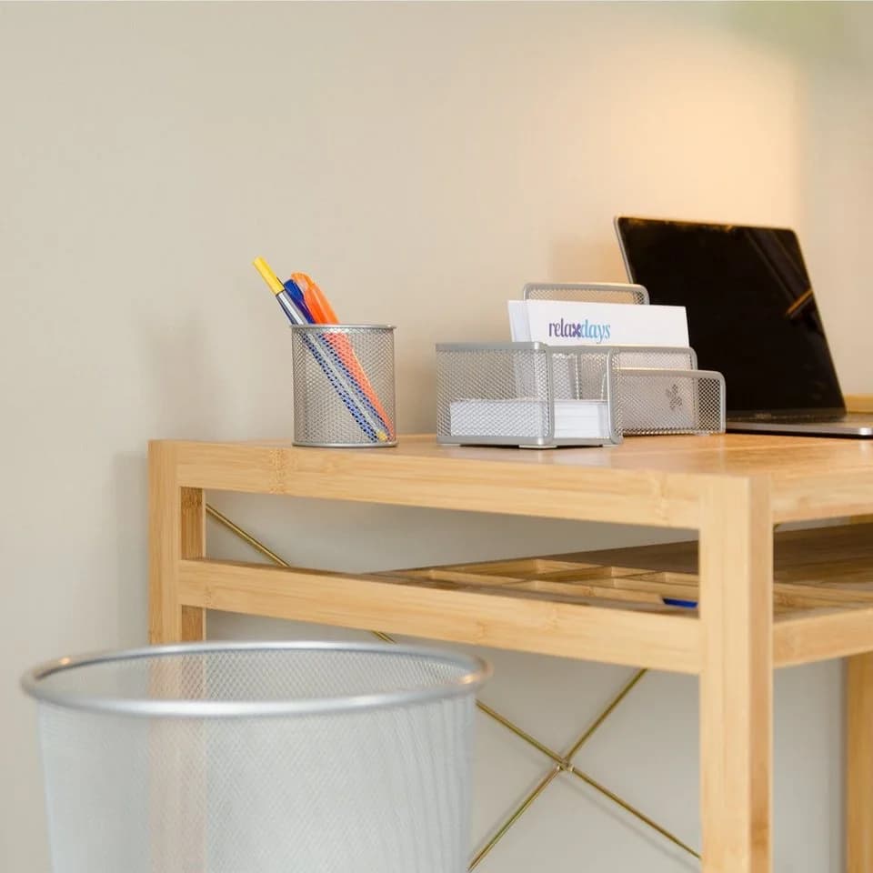relaxdays Schreibtisch Organizer Set 4-teilig Silber Metall - Bild 1