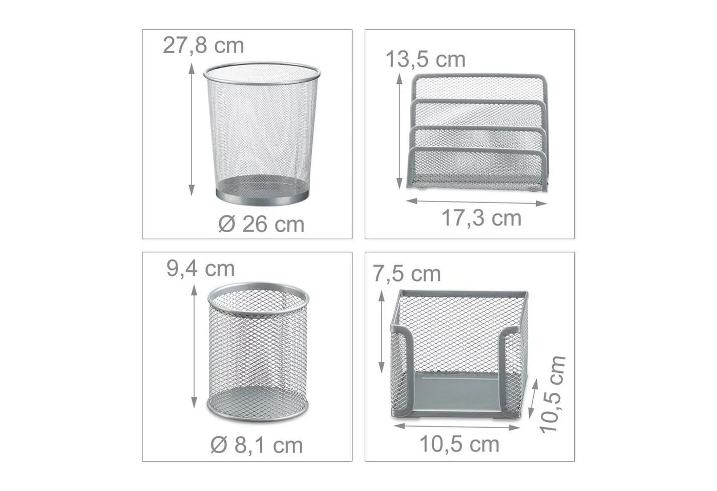 relaxdays Schreibtisch Organizer Set 4-teilig Silber Metall - Bild 3