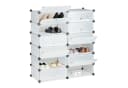 relaxdays Schuhschrank mit 12 Fächern Transparent Schwarz Weiß Bild 2