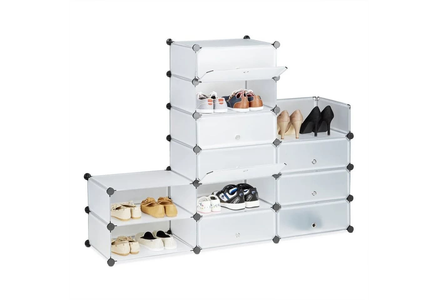 relaxdays Schuhschrank mit 12 Fächern Transparent Schwarz Weiß - Bild 3