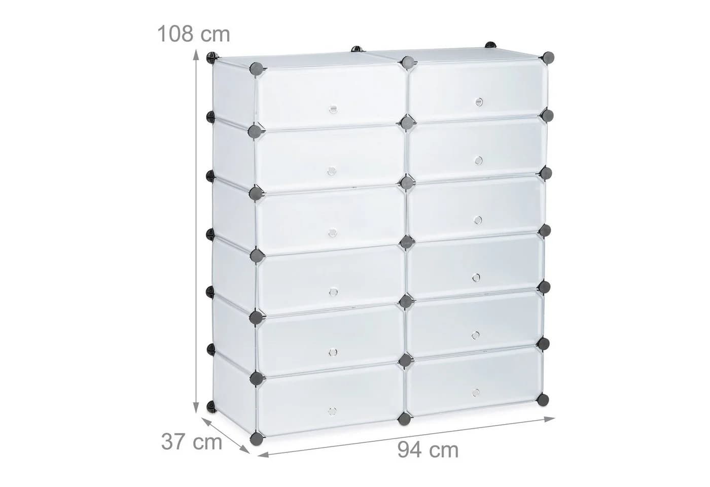 relaxdays Schuhschrank mit 12 Fächern Transparent Schwarz Weiß - Bild 4
