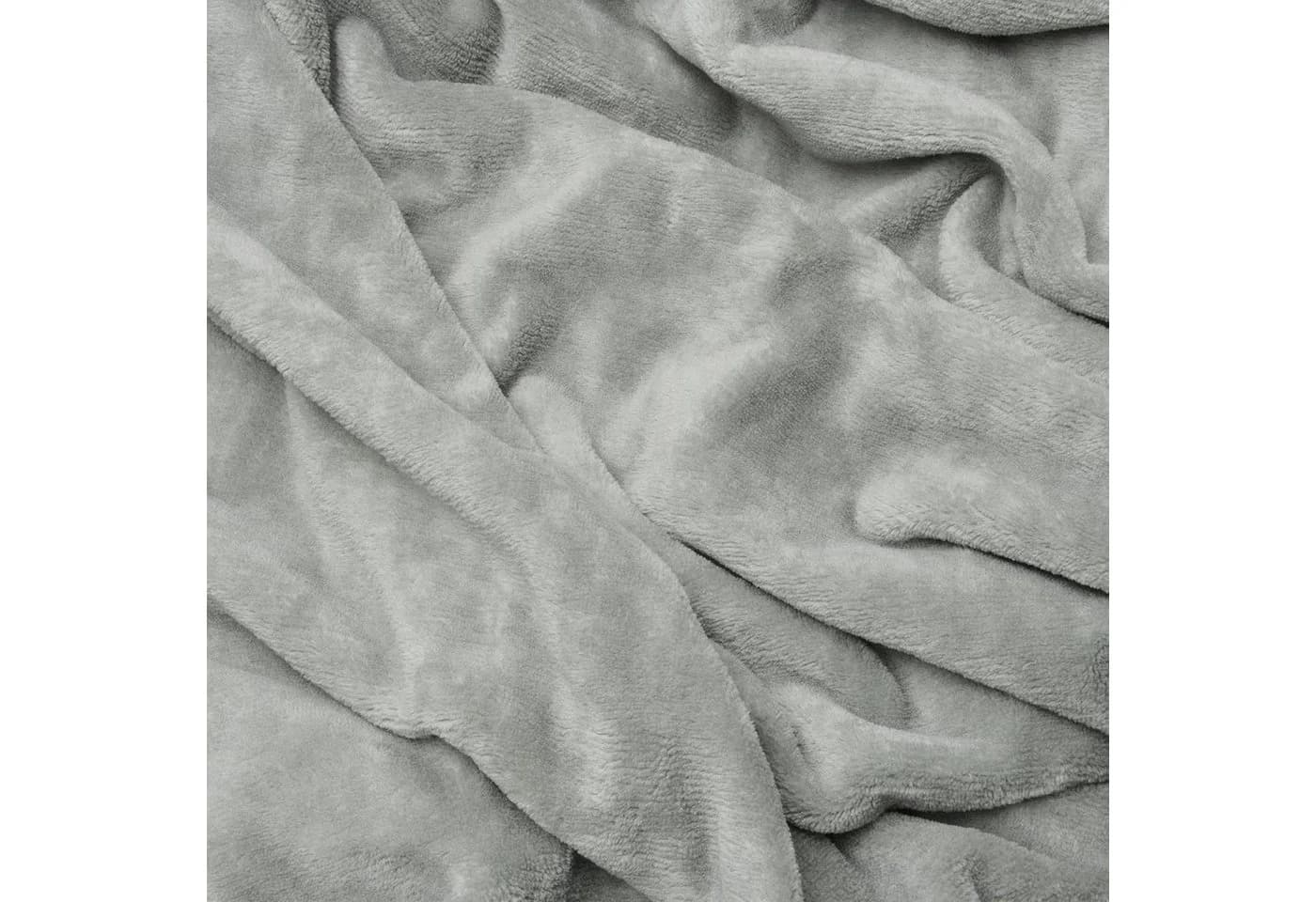 Beautissu Wohndecke Aurelia Kuscheldecke Hellgrau Microfaser - Bild 5