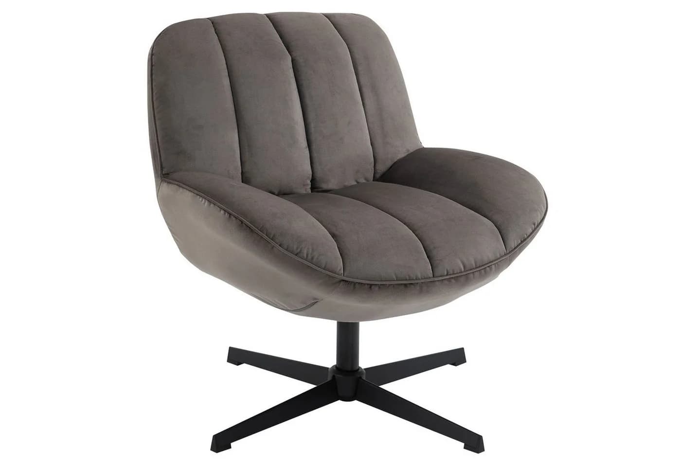 CARO-Möbel Sessel TINOS Loungesessel Velour Stoffbezug Dunkelgrau