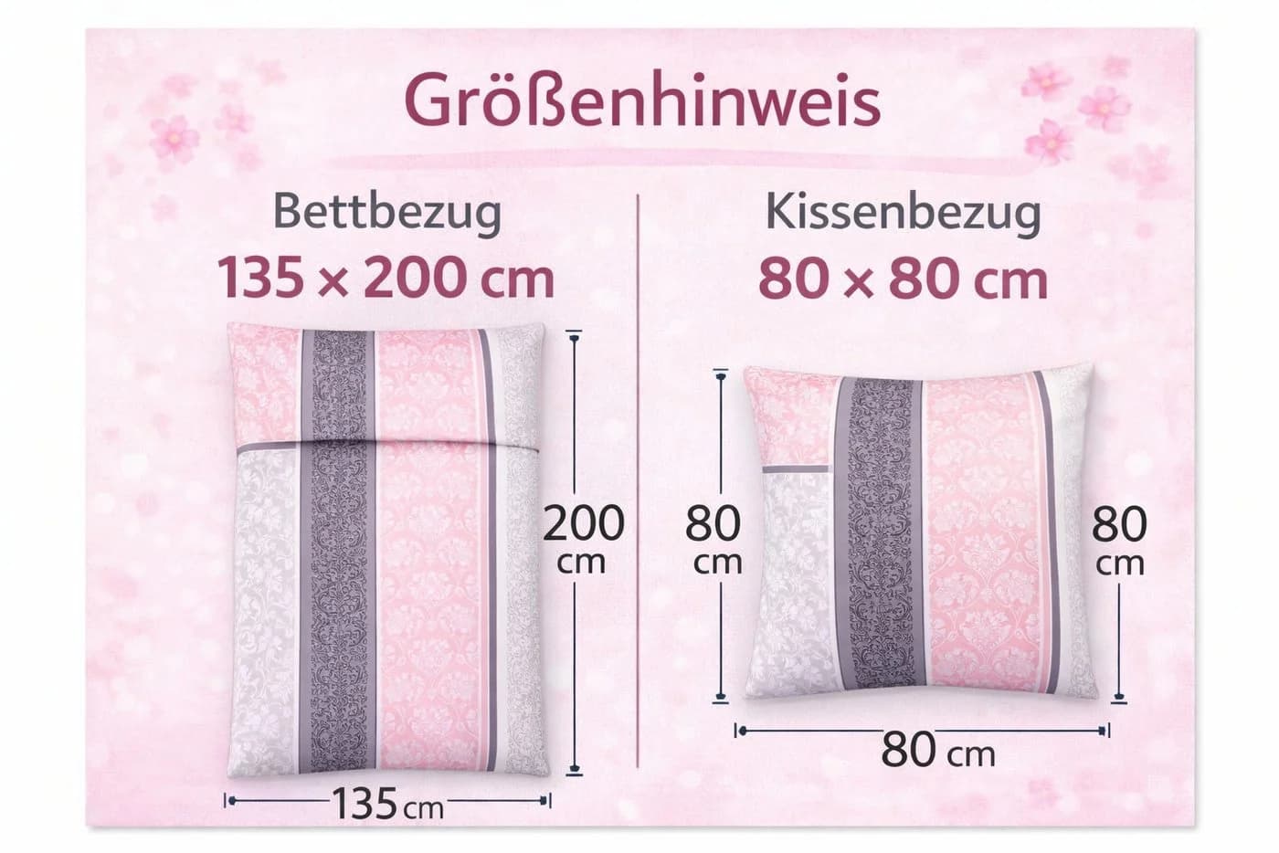 soma Bettwäsche Fein-Biber Set Rosa Silber Boho Barock 100% Baumwolle - Bild 3