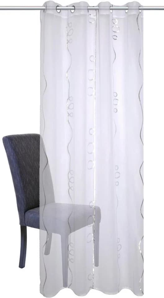 Home Wohnideen LOOPY Gardine Silber Voile Ösenschal - Bild 1