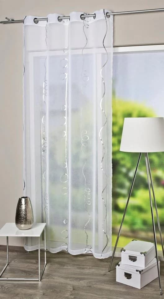 Home Wohnideen LOOPY Gardine Silber Voile Ösenschal - Bild 2