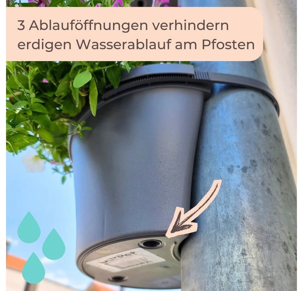 GarPet Blumentopf für Regenrohr Grau - Pflanzgefäß ohne Bohren - Bild 4