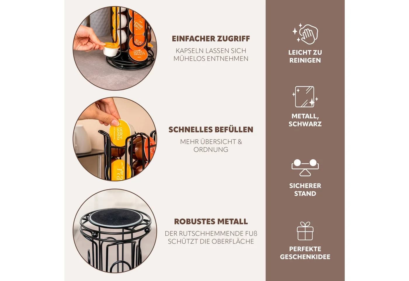 eluno Kapselspender für Dolce Gusto Kapseln, Schwarz, 360° Drehfunktion - Bild 4