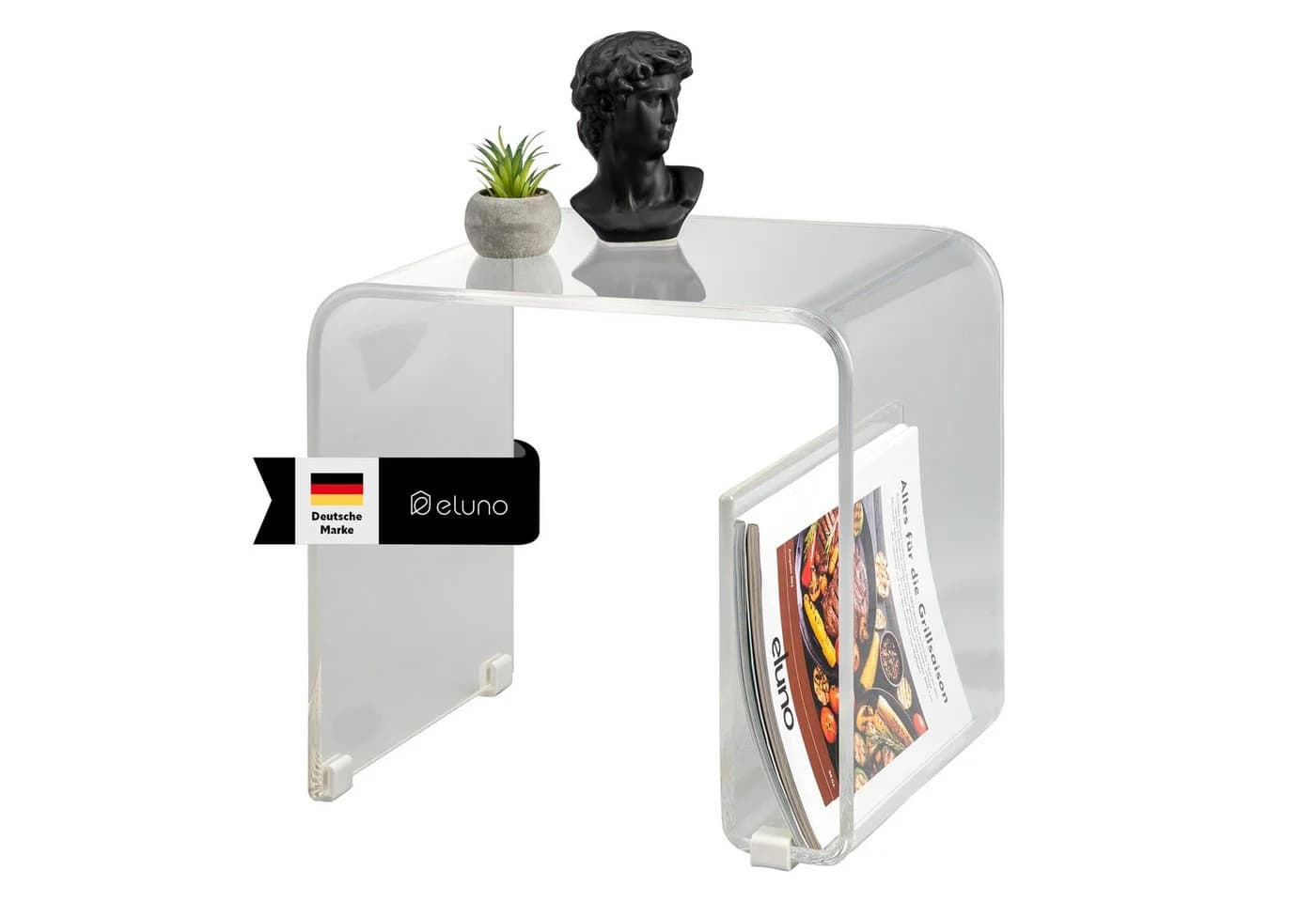 eluno Beistelltisch 2in1 Acryl Transparent mit Magazinhalter - Bild 2