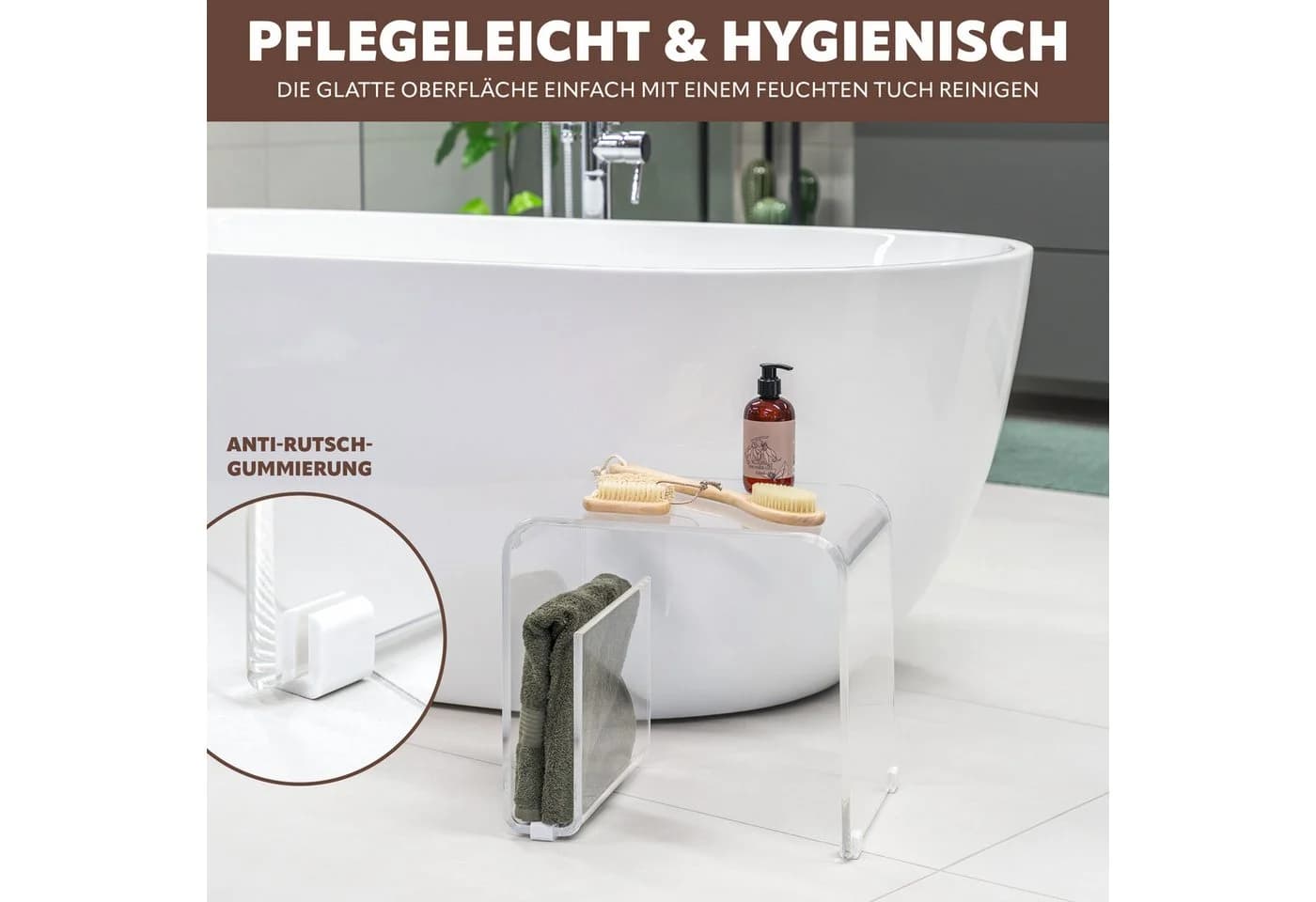 eluno Beistelltisch 2in1 Acryl Transparent mit Magazinhalter - Bild 4