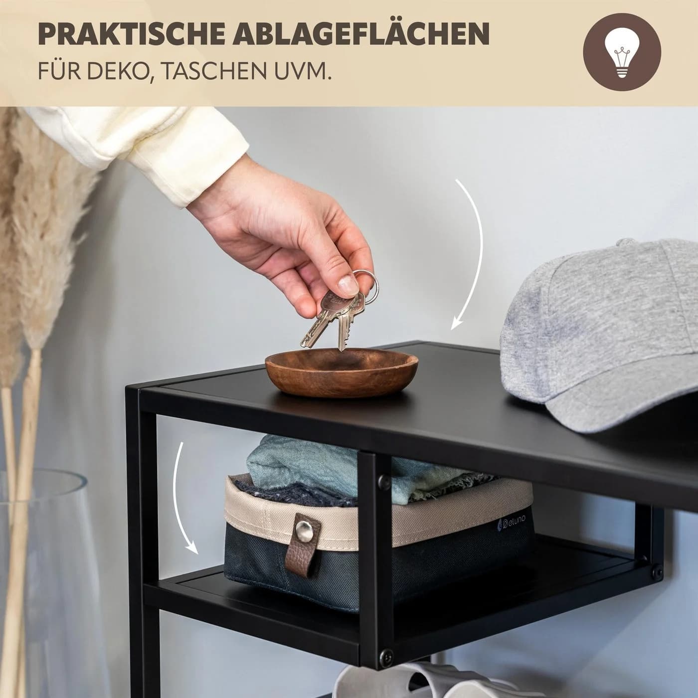 eluno Schuhregal mit Schirmständer Schwarz 4 Ablagen - Bild 3