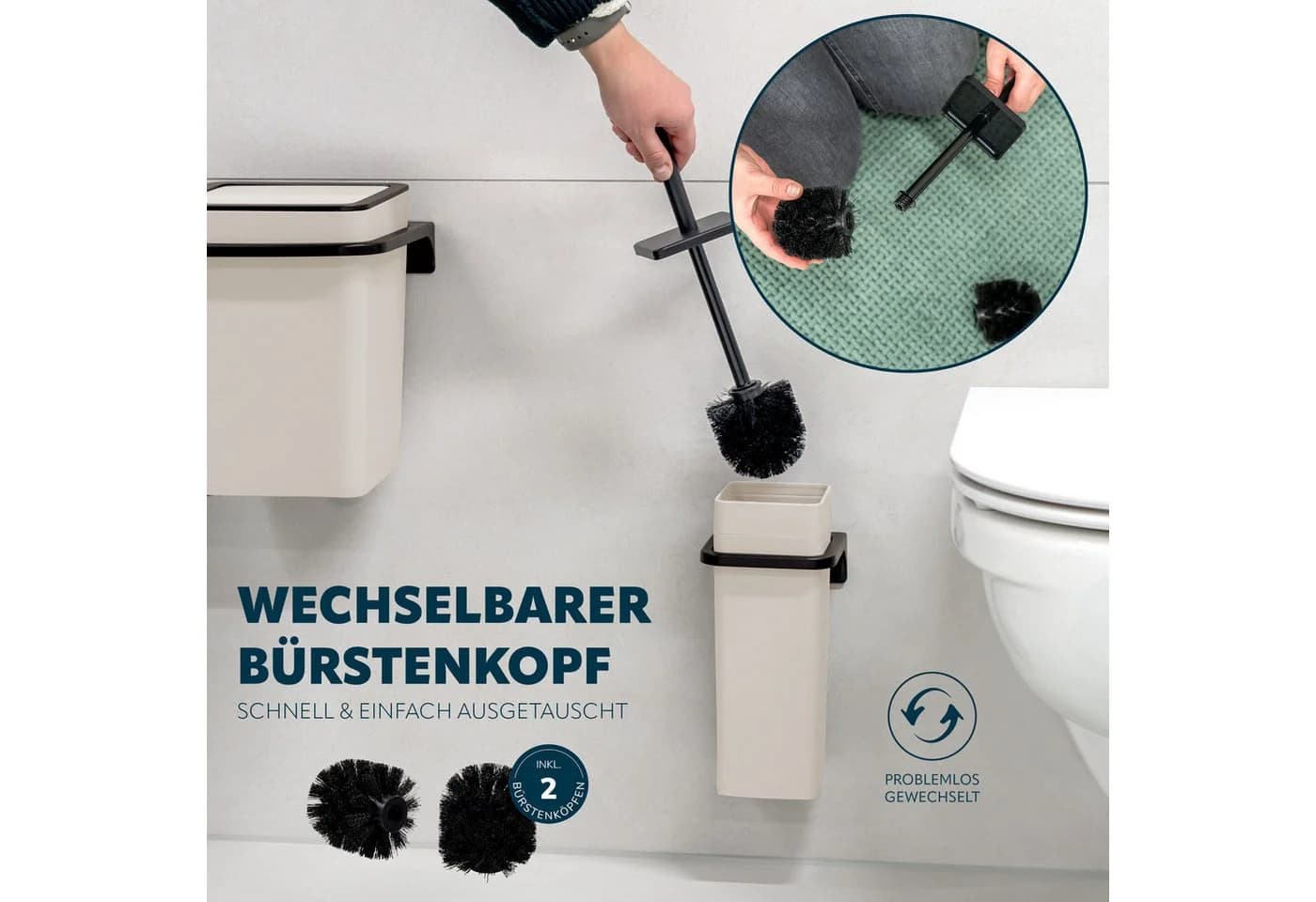 bremermann Badaccessoire-Set 2tlg. SAVONA Softtouch Beige/Schwarz - Bild 4
