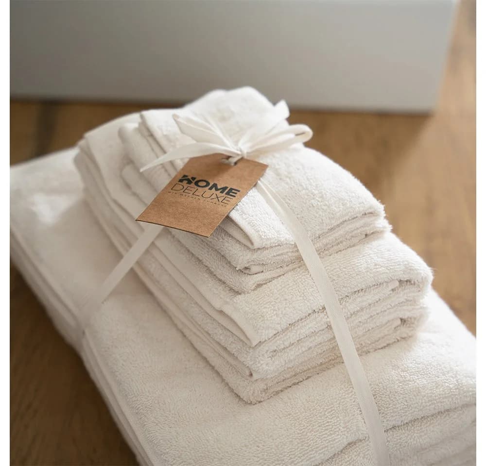 HOME DELUXE Handtuch Set 6-tlg. Baumwolle Beige/Grau/Blau - Bild 3