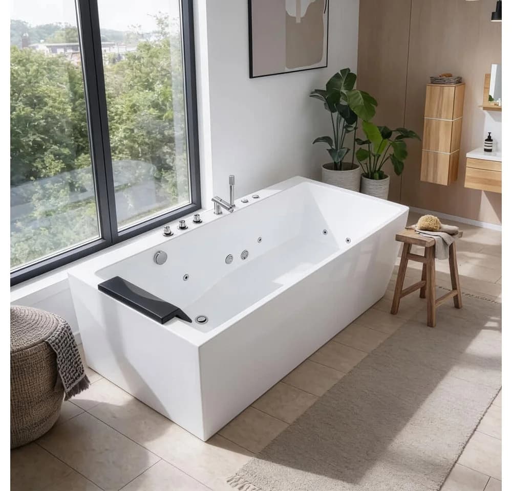 HOME DELUXE Whirlpool Badewanne BAKAL mit 9 Düsen und LED