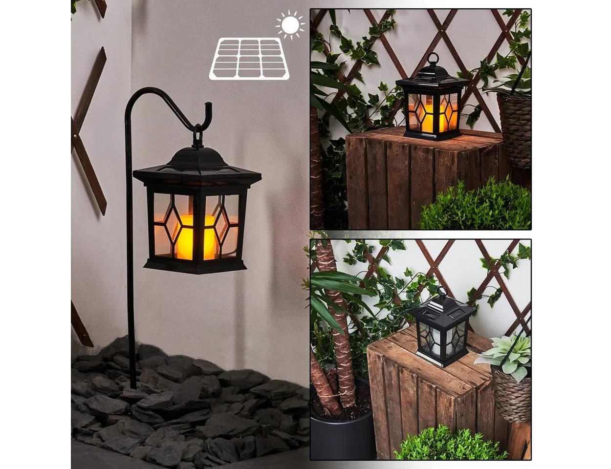 hofstein LED Solarleuchte Garten schwarz Metall - Bild 2