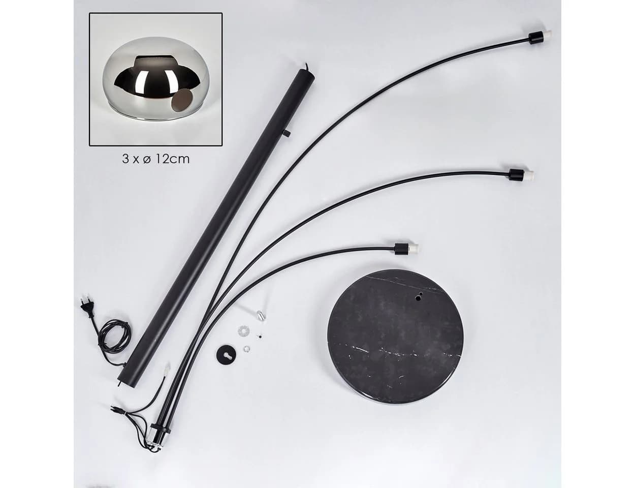 hofstein Stehlampe Schwarz/Chrom/Rauch Marmorfuß E14 verstellbar - Bild 5